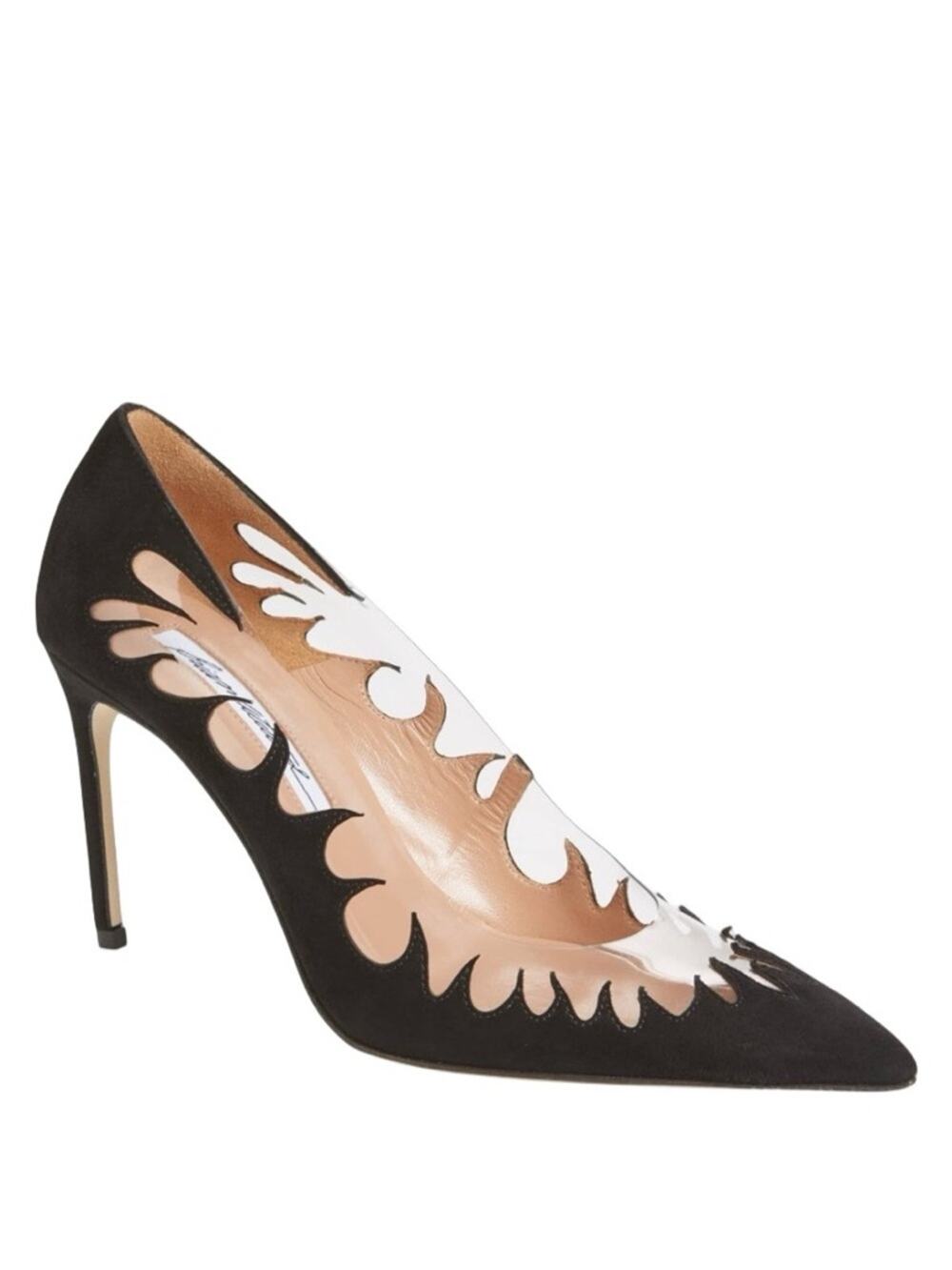Brian Atwood Victory Cutout Pointy Toe Black Stiletto Heel pump size 38.5 US 7.5